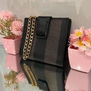 RARE EUC Fendi W Hook Pecan Beige Wallet - PRISTINE